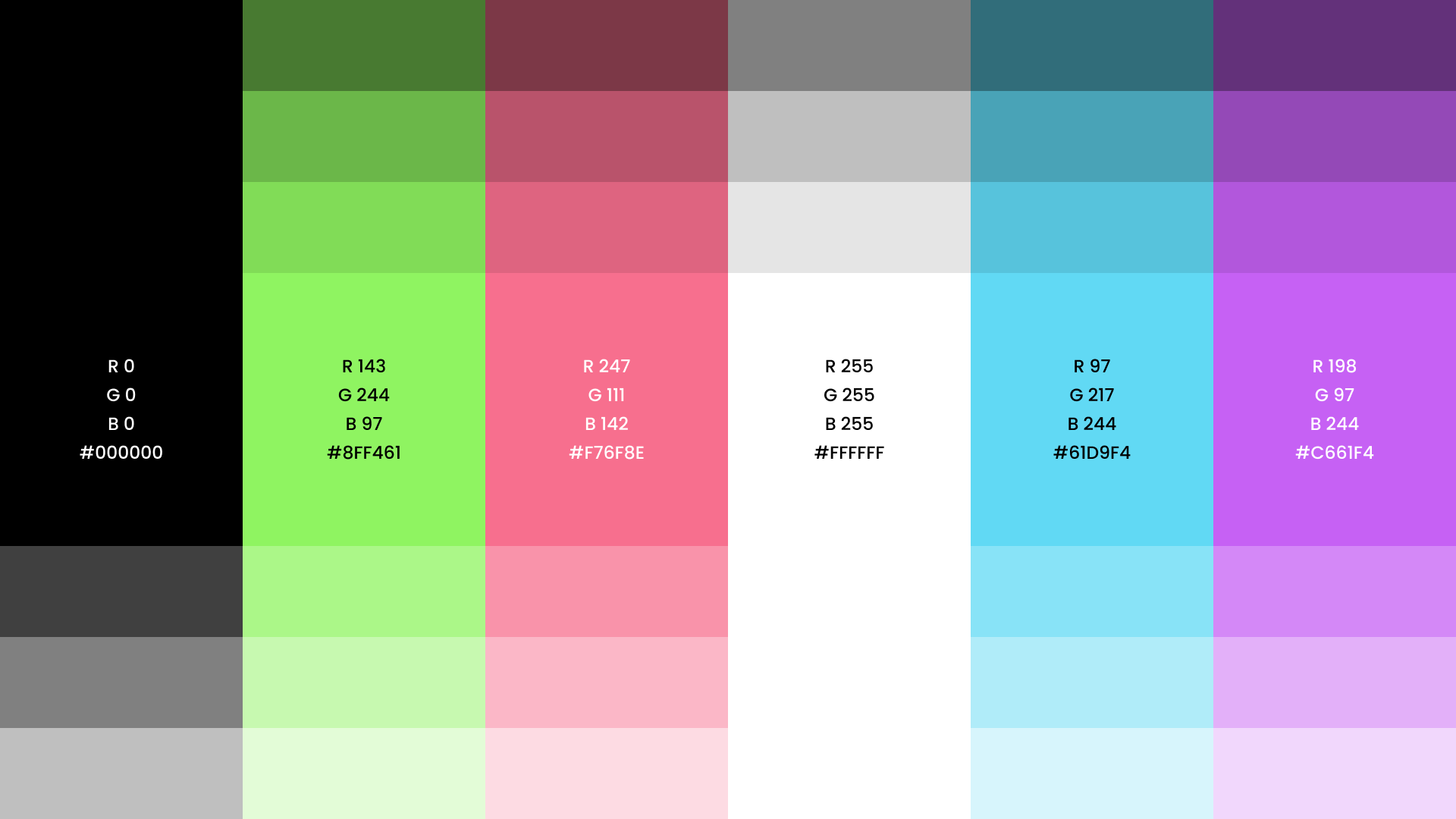 Palette colori del brand LUCA – Sistema cromatico con varianti chiare e scure alette colori del brand LUCA con sei tonalità principali e relative varianti più chiare e più scure, progettata per garantire coerenza visiva, versatilità e riconoscibilità del sistema di identità; esempio del lavoro di Luca Trevisan, Brand & Product Designer specializzato in sistemi cromatici professionali.